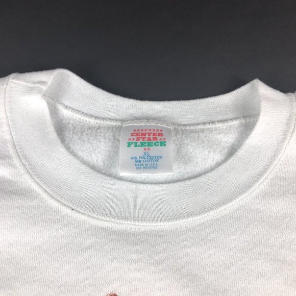 VTG Center Star Fall Sweatshirt Adult Extra Large White Orange Fleece Crewneck - Picture 3 of 11